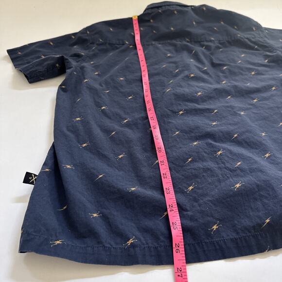 Disney Star Wars Men's Galaxy Hyperspace Light Speed Button Down Shirt Medium - Picture 6 of 8